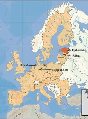Op dié kaart kan gesien word dat Estonië naby al die lande en gebiede is waar die naam Henning ontstaan en waar Henning stamme gewoon het