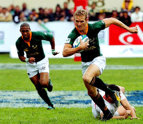 Philip Burger, Springbok Sewes-Rugbyspeler op pad doellyn toe. Hy is die seun van b5.c1.d3.e1.f1.g5.h1. Erna Hubberd (gebore Henning)